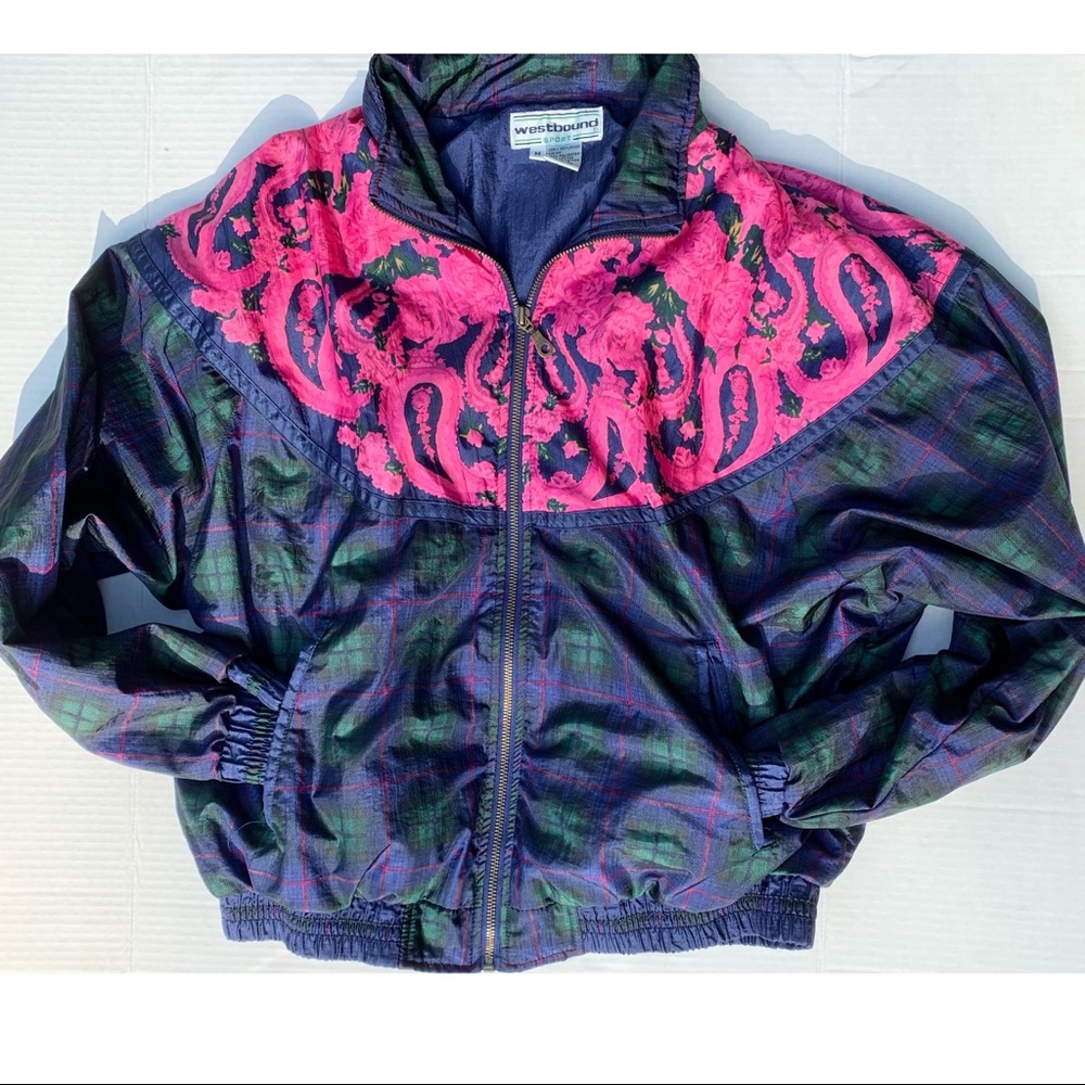 Vintage Westbound Sport Plaid Floral Windbreaker